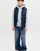 Jack & Jones Леко подплатен елек с джобове с цип Тъмносин
