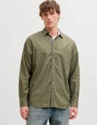 Jack & Jones Мъжка риза - Regular fit - Henry - от памук - Маслинено зелено
