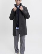Jack & Jones Палто с вълна Меланж тъмно сиво