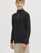 Jack & Jones Памучен пуловер с къс цип Черен