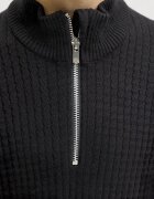Jack & Jones Памучен пуловер с къс цип Черен