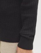 Jack & Jones Памучен пуловер с къс цип Черен