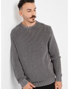 Jack & Jones Памучен пуловер с релеф - Мръснобял/Tъмносив