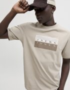 Jack & Jones Памучна тениска с лого Светло бежово