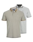 Jack & Jones Памучна тениска с яка - 2 броя - Сив/Бежов