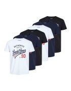 Jack & Jones Памучни тениски JJETHAN с лого - 6 броя - Бял/Черен/Тъмносин