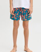 Jack & Jones Плувни шорти с десен Червен/Петролно синьо