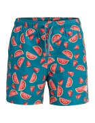 Jack & Jones Плувни шорти с десен Червен/Петролно синьо