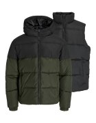 Jack & Jones Подплатено зимно яке и елек - 2 части - Зелен/Черен