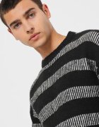 Jack & Jones Пуловер Space с овално деколте Избеляло черно/Мръснобял