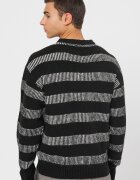 Jack & Jones Пуловер Space с овално деколте Избеляло черно/Мръснобял