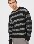 Jack & Jones Пуловер Space с овално деколте Избеляло черно/Мръснобял