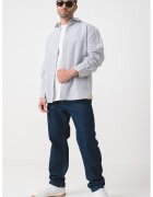 Jack & Jones Раирана риза с памук с пришит джоб - Бял/Сив