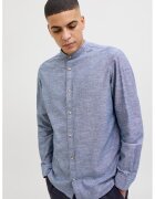 Jack & Jones Риза от лен и памук с ниска овална яка