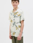 Jack & Jones Риза с графична шарка Сив/Мръснобял