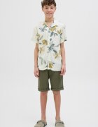 Jack & Jones Риза с графична шарка Сив/Мръснобял