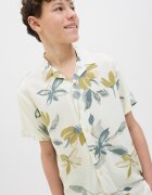 Jack & Jones Риза с графична шарка Сив/Мръснобял