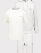 Jack & Jones Тениска худи и къс панталон - 3 части Бял/Светло сив