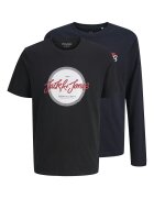Jack & Jones Тениска и блуза с шарка Черен/Ултрамарин синьо