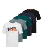 Jack & Jones Тениска с лого - 5 броя - Бял/Черен/Син