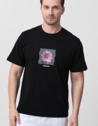 Jack & Jones Тениска с овално деколте и принт Бял/Фуксия/Черен меланж