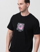 Jack & Jones Тениска с овално деколте и принт Бял/Фуксия/Черен меланж