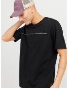 Jack & Jones Тениска с памук с овално деколте - Черен