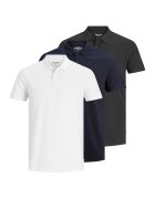 Jack & Jones Тениска с яка - 3 броя - Бял/Черен/Тъмносин