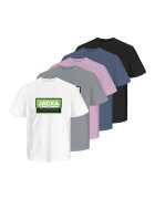 Jack & Jones Тениски с лого - 5 броя - Бял/Черен/Сив