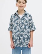Jack & Jones Тропическа риза Прашно синьо