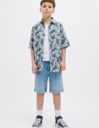 Jack & Jones Тропическа риза Прашно синьо