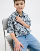 Jack & Jones Тропическа риза Прашно синьо