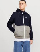 Jack & Jones Яке бомбър с качулка - JJERUSH HOOD - Тъмносин/dwqfwqСив - Сив/Тъмно морско синьо
