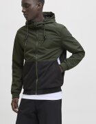 Jack & Jones Яке Rush с цип и качулка Черен/Тъмнозелен