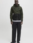 Jack & Jones Яке Rush с цип и качулка Черен/Тъмнозелен