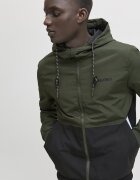 Jack & Jones Яке Rush с цип и качулка Черен/Тъмнозелен