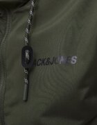 Jack & Jones Яке Rush с цип и качулка Черен/Тъмнозелен