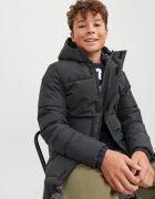 Jack & Jones Зимно яке Speed с качулка и вата Избеляло черно