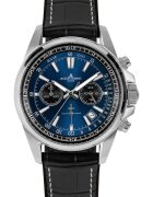 Jacques Lemans Мъжки часовник Liverpool Chronograph - дата - неръждаема стомана/естествена кожа - хронограф - Super-LumiNova - водоустойчивост 20 ATM - черен