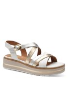 Jana Shoes Дамски сандали Jana с велкро закопчаване в комбинация от бяло злато 28267-44-199 07304
