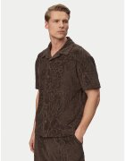 JOOP! Jeans Мъжка риза - - кафява - памук и полиестер - къс ръкав - класическа яка
