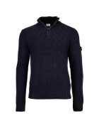 joop jeans Памучен пуловер с къс цип - Тъмносин