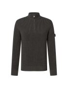 joop jeans Памучен пуловер с къс цип - Тъмнозелен