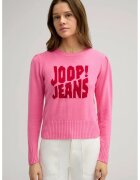 joop jeans Пуловер с кръгло деколте и предна щампа - Розово