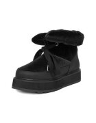 Juicy Couture Дамски ботуши черни кръгъл текстил връзки
