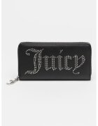 Juicy Couture Портмоне от еко кожа с цип и декоративни нитове - Черен/Сребрист