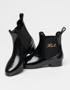 Karl Lagerfeld Боти от еко кожа с лого Черен