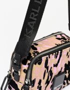KARL LAGERFELD JEANS Чанта през рамо с шарка Черен/Сиво-кафяв/Розово