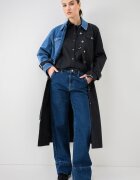 KARL LAGERFELD JEANS Дълъг тренч с деним Черен/Син