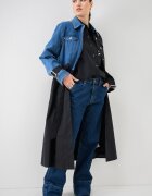 KARL LAGERFELD JEANS Дълъг тренч с деним Черен/Син
